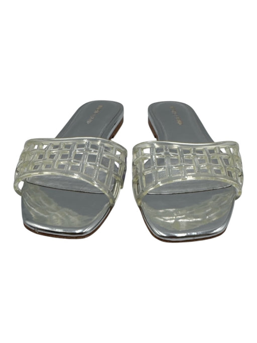 Veronica Beard Shoe Size 6M sliver Metallic Faux Leather woven pvc strap Sandals sliver / 6M