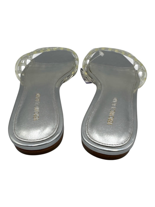 Veronica Beard Shoe Size 6M sliver Metallic Faux Leather woven pvc strap Sandals sliver / 6M