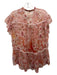 Johnny Was Jade Size XXS Orange & Pink Silk Ruffle Cap Sleeve Floral Top Orange & Pink / XXS