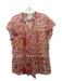 Johnny Was Jade Size XXS Orange & Pink Silk Ruffle Cap Sleeve Floral Top Orange & Pink / XXS