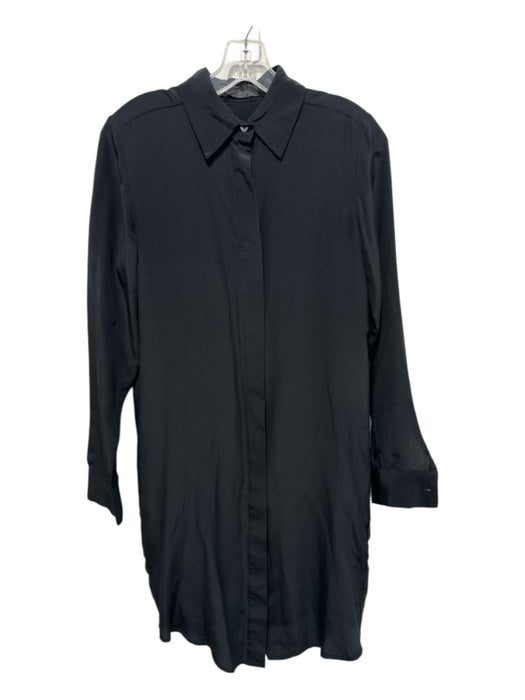 Co Size S Black Silk Long Sleeve Button Up & Collar Tunic Top Black / S