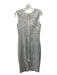 J. Mendel Size 3 Blue, Cream, Gray Piping tweed Darted Sleeveless Dress Blue, Cream, Gray / 3