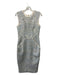 J. Mendel Size 3 Blue, Cream, Gray Piping tweed Darted Sleeveless Dress Blue, Cream, Gray / 3