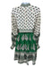 Zimmerman Size 0 White, Green, Multi Linen Long Sleeve All Over Print Midi Dress White, Green, Multi / 0