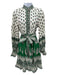 Zimmerman Size 0 White, Green, Multi Linen Long Sleeve All Over Print Midi Dress White, Green, Multi / 0