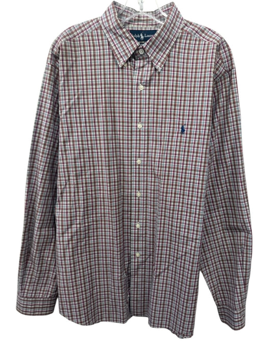 Ralph Lauren Size XL Red & Multi Cotton Plaid Button Up Men's Long Sleeve Shirt Red & Multi / XL