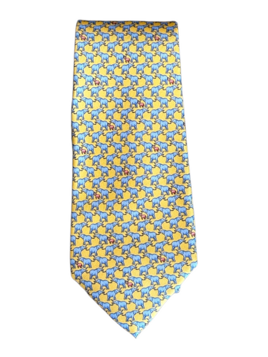 Miller Brothers Yellow & Blue Silk Elephant Print Men's Ties Yellow & Blue
