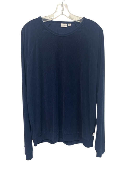 Onia Size L Navy Blue Cotton Blend Men's Long Sleeve Shirt Navy Blue / L