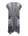Johnny Was Size Large Blue, Gray, White Short Sleeve Floral Quarter Button Dress Blue, Gray, White / Large