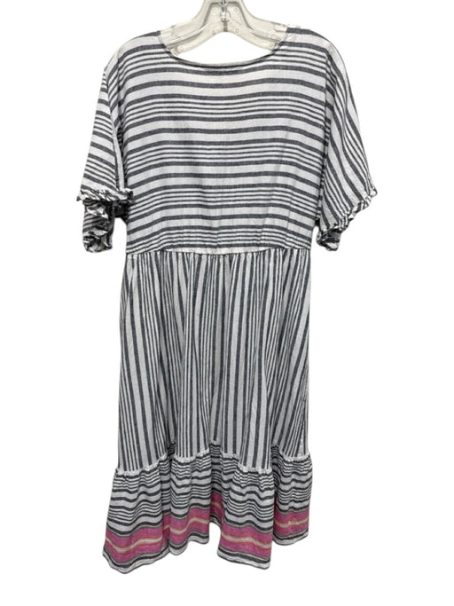 Trina Turk Size Large Pink, Orange, Grayish Blue Linen Blend Short Sleeve Dress Pink, Orange, Grayish Blue / Large