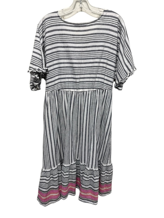 Trina Turk Size Large Pink, Orange, Grayish Blue Linen Blend Short Sleeve Dress Pink, Orange, Grayish Blue / Large