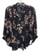 MM Couture Size Large Black, Red, Green Polyester Button Front Floral Sheer Top Black, Red, Green / Large