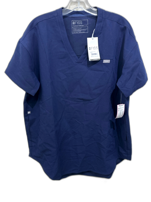 Figs Size M Dark Navy Blue Polyester & Rayon Short Sleeve V Neck Tunic Top Dark Navy Blue / M