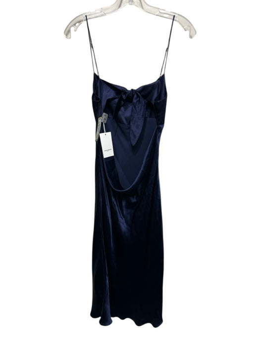 Amanda Uprichard Size M Navy Blue Silk Spaghetti Strap Tie Back Midi Dress Navy Blue / M