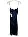 Amanda Uprichard Size M Navy Blue Silk Spaghetti Strap Tie Back Midi Dress Navy Blue / M