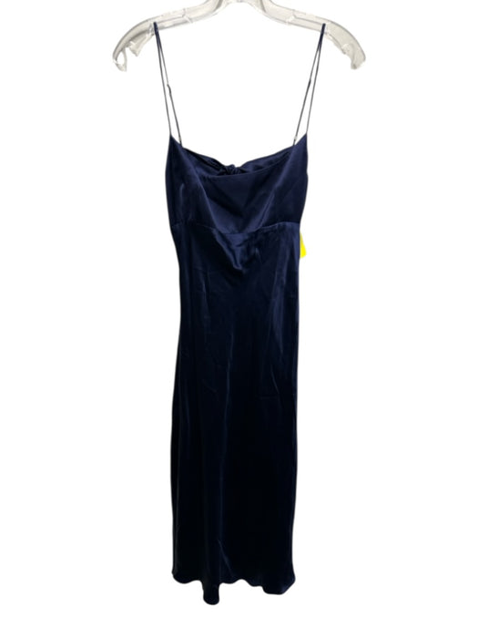 Amanda Uprichard Size M Navy Blue Silk Spaghetti Strap Tie Back Midi Dress Navy Blue / M