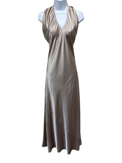 Show Me Your Mumu Size L Champagne Beige Polyester Satin Sleeveless Halter Gown Champagne Beige / L