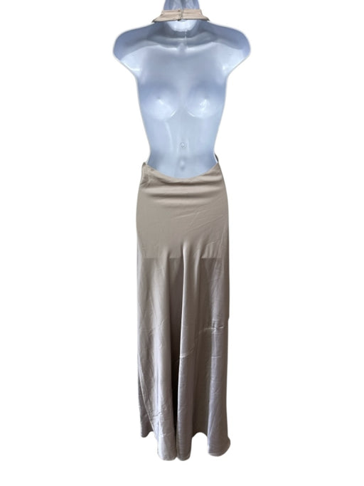 Show Me Your Mumu Size M Champagne Beige Polyester Satin Sleeveless Halter Gown Champagne Beige / M