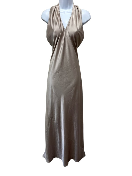 Show Me Your Mumu Size M Champagne Beige Polyester Satin Sleeveless Halter Gown Champagne Beige / M