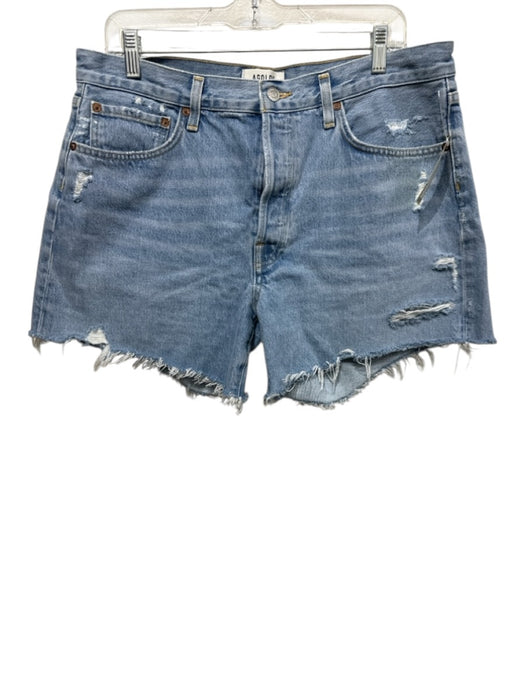 Agolde Size 31 Light Wash Cotton Denim High Waist Distressed Shorts Light Wash / 31
