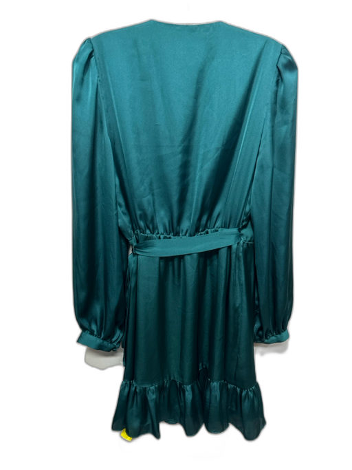 One33 Social Size 6 Green Polyester Wrap V Neck Satin Long Sleeve Dress Green / 6
