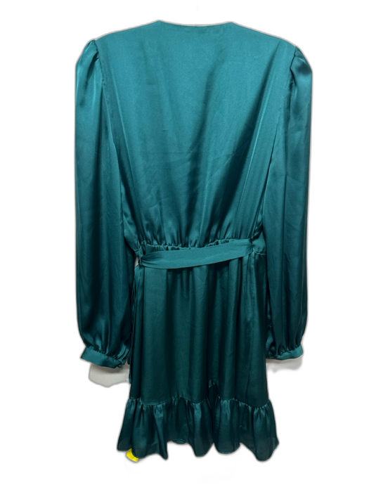 One33 Social Size 6 Green Polyester Wrap V Neck Satin Long Sleeve Dress Green / 6