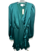 One33 Social Size 6 Green Polyester Wrap V Neck Satin Long Sleeve Dress Green / 6