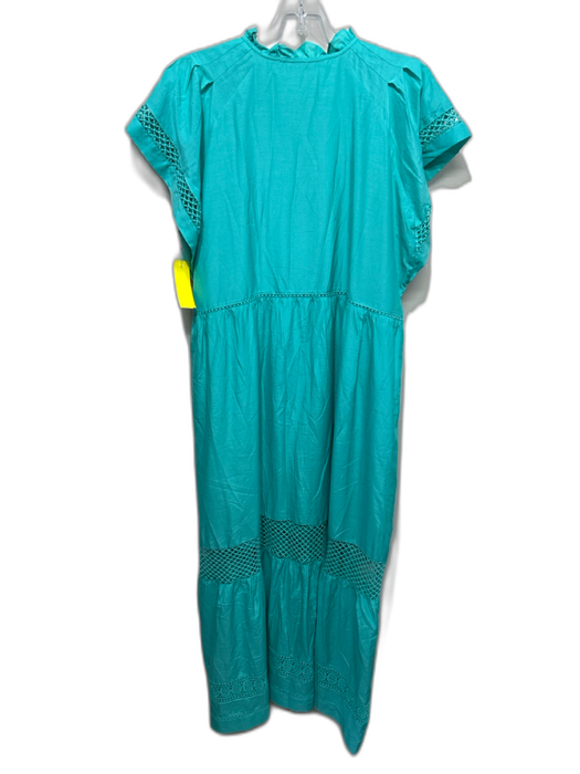 Marie Oliver Size L Teal Cotton Blend Keyhole Front Sleeveless Maxi Dress Teal / L