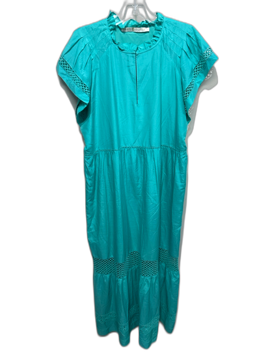 Marie Oliver Size L Teal Cotton Blend Keyhole Front Sleeveless Maxi Dress Teal / L