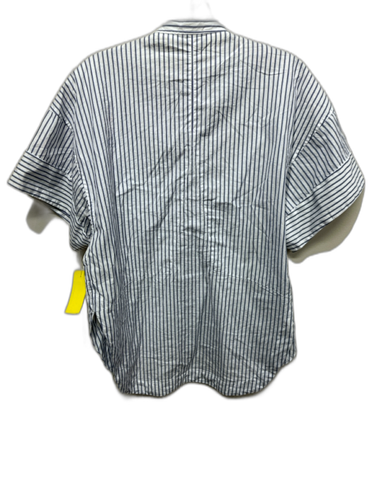 Rag & Bone Size S Blue & White Cotton Boxy Fit Button Front Short Sleeve Top Blue & White / S