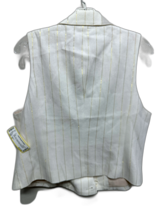 L'agence Size 12 Ivory Linen Blend Gold Accents Button Front Button Detail Vest Ivory / 12