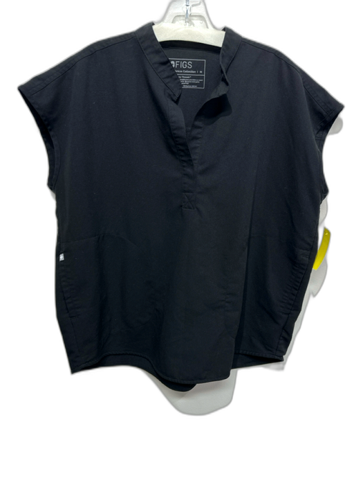 Figs Size M Black Polyester Sleeveless V Neck Scrubs Top Black / M