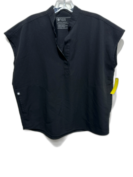 Figs Size S Black Polyester Sleeveless V Neck Scrubs Top Black / S
