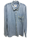 Rails Size L Blue Lyocell Button Front Patch Pocket Long Sleeve Top Blue / L