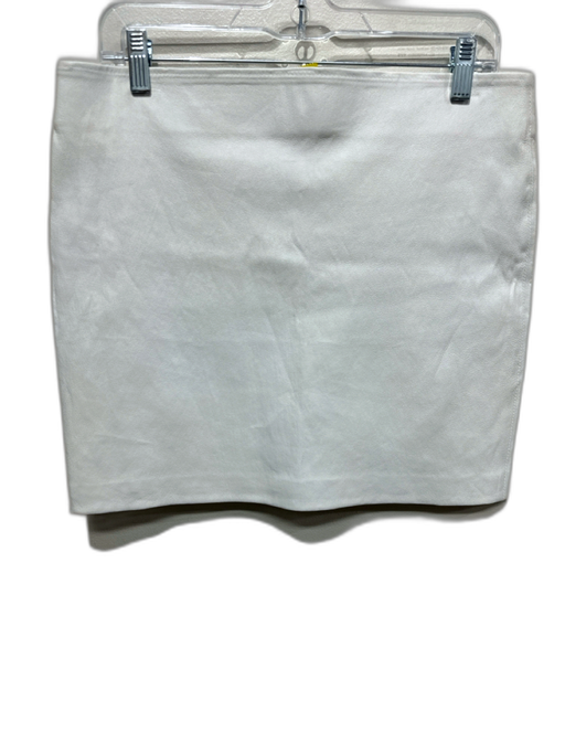 SPRWMN Size L White Leather Elastic Waist Mini Skirt White / L