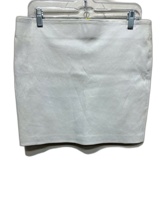 SPRWMN Size L White Leather Elastic Waist Mini Skirt White / L