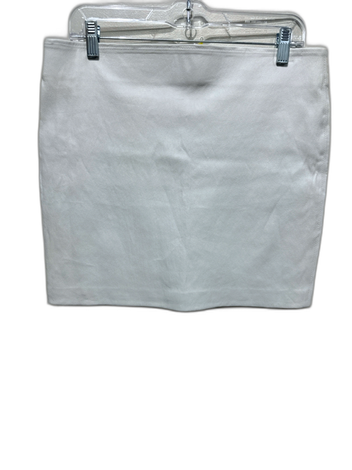 SPRWMN Size L White Leather Elastic Waist Mini Skirt White / L