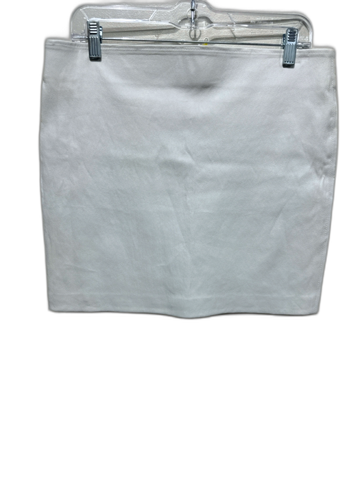 SPRWMN Size L White Leather Elastic Waist Mini Skirt White / L