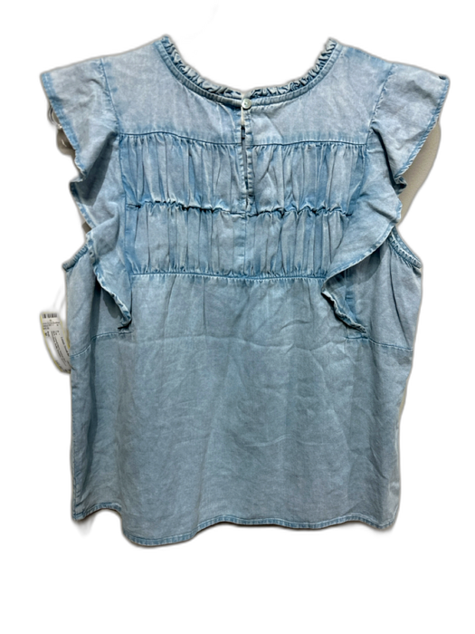 Rails Size M Blue Lyocell blend Keyhole Back Sleeveless Ruffle Shoulder Top Blue / M