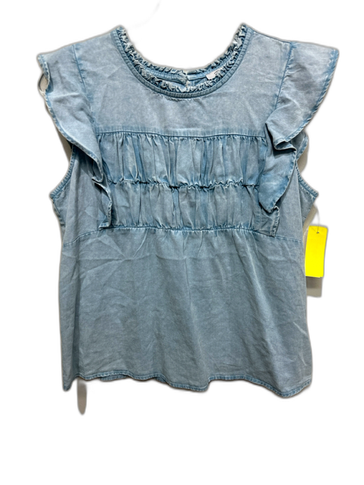 Rails Size M Blue Lyocell blend Keyhole Back Sleeveless Ruffle Shoulder Top Blue / M