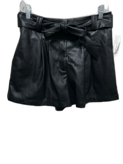 Christy Lynn Size 8 Black PU Leather Zip & Hook Closure Tie Waist Skirt Black / 8