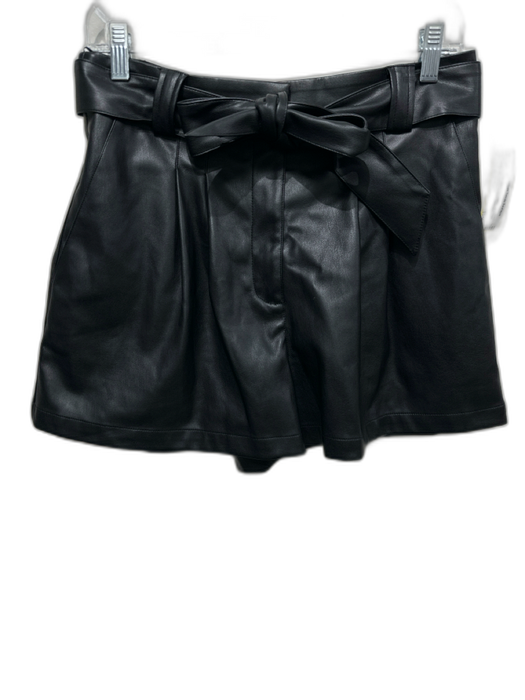 Christy Lynn Size 8 Black PU Leather Zip & Hook Closure Tie Waist Skirt Black / 8