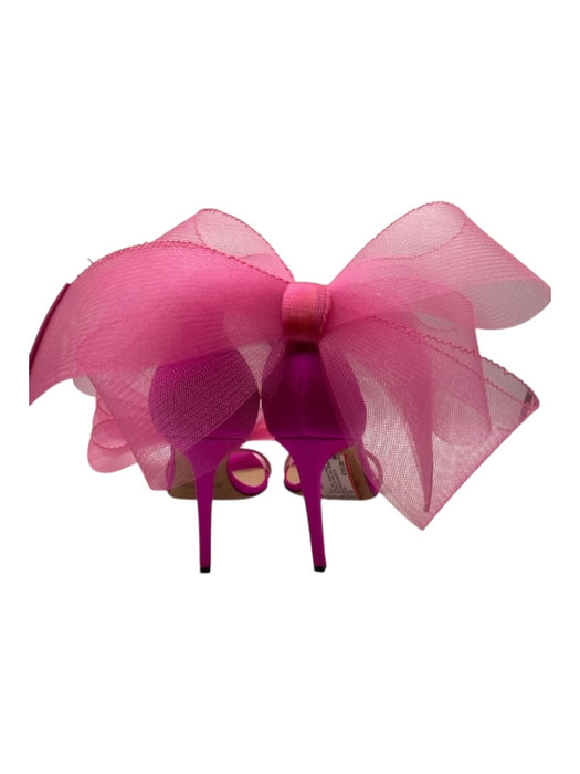 Jimmy Choo Shoe Size 36.5 Fuchsia Leather, Grosgrain & Mesh Bow Detail Sandals Fuchsia / 36.5