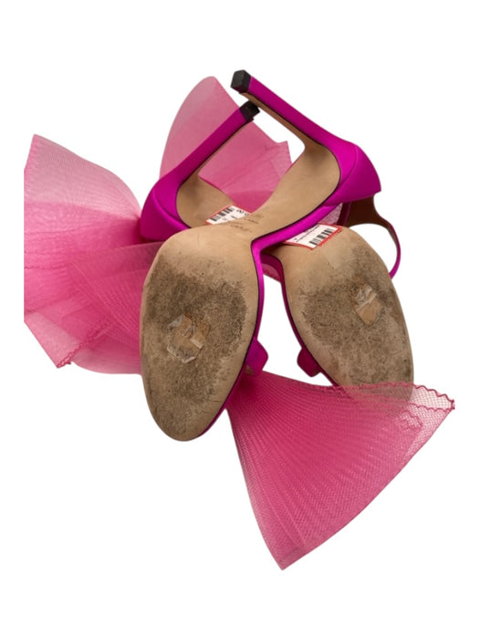 Jimmy Choo Shoe Size 36.5 Fuchsia Leather, Grosgrain & Mesh Bow Detail Sandals Fuchsia / 36.5