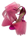 Jimmy Choo Shoe Size 36.5 Fuchsia Leather, Grosgrain & Mesh Bow Detail Sandals Fuchsia / 36.5