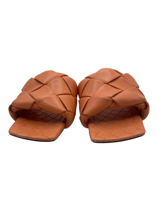 Bottega Veneta Shoe Size 36.5 Coral Pink Leather Woven Square Toe Sandals Coral Pink / 36.5