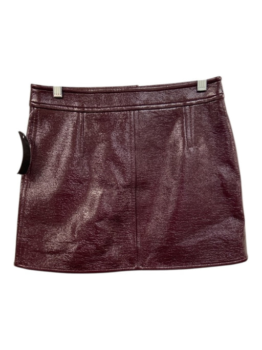 Courreges Size 36 Wine Red Cotton & Polyurethane Patent Zip Fly A line Skirt Wine Red / 36