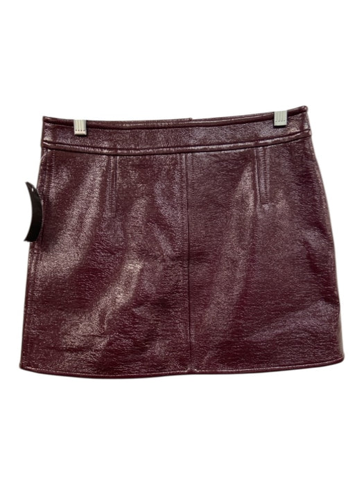 Courreges Size 36 Wine Red Cotton & Polyurethane Patent Zip Fly A line Skirt Wine Red / 36