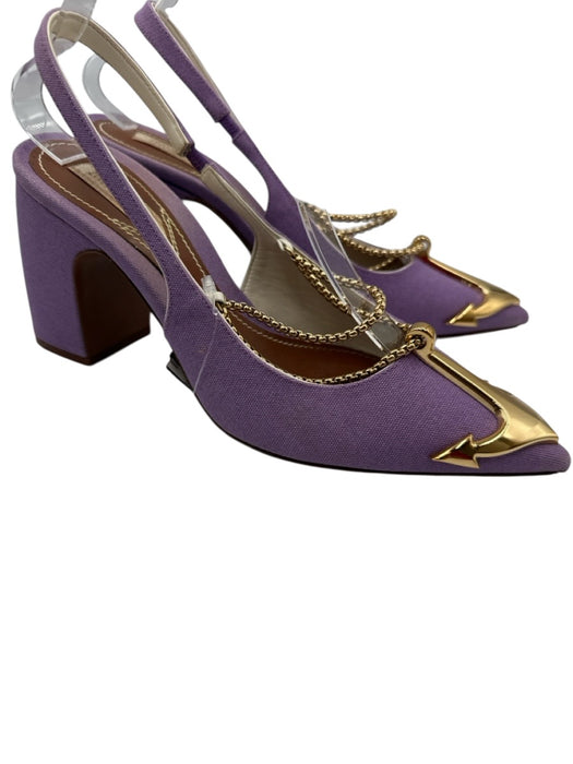 Zimmermann Shoe Size 36 Purple & Gold Canvas goldtone hardware Pointed Toe Pumps Purple & Gold / 36