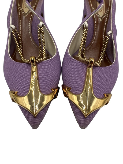 Zimmermann Shoe Size 36 Purple & Gold Canvas goldtone hardware Pointed Toe Pumps Purple & Gold / 36
